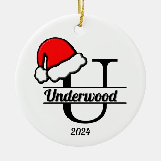 Familiemonogram U | dubbelzijdig Keramisch Ornament (Voorkant)