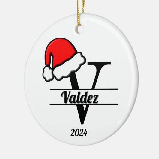 Familiemonogram V | dubbelzijdig Keramisch Ornament (Links)