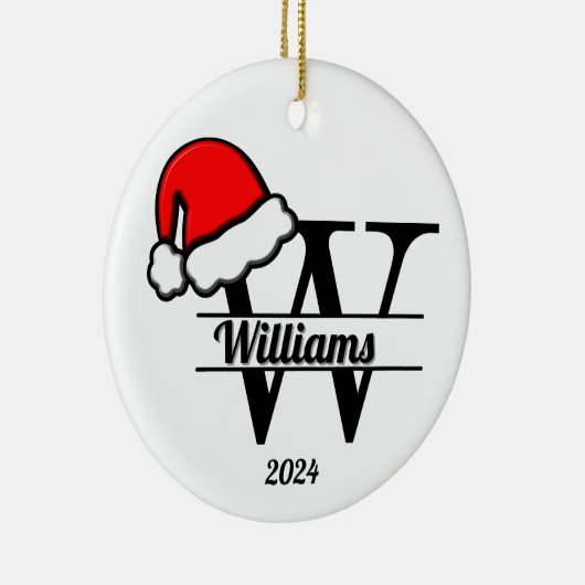 Familiemonogram W | dubbelzijdig Keramisch Ornament (Rechts)