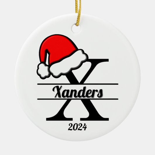 Familiemonogram X | dubbelzijdig Keramisch Ornament (Voorkant)