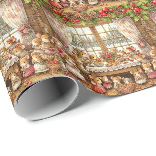 Familiemuizen met Kerstmis Cadeaupapier (Rol Hoek)