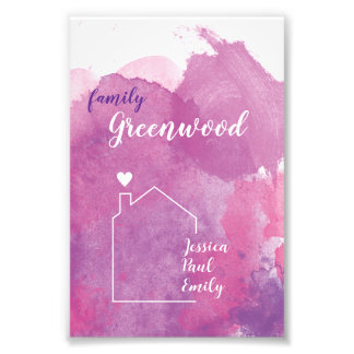 Familien-Poster mit Namen zur Geburt, Einzug Foto Afdruk