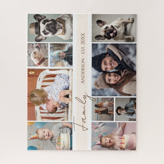 Familienaam 10 Veelvoudige Foto Legpuzzel (Verticaal)