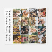 Familienaam 16 Fotocollage Modern Elegant Zwart Fleece Deken (Voorkant (Horizontaal))