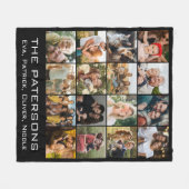 Familienaam 16 Fotocollage Modern Elegant Zwart Fleece Deken (Voorkant (Horizontaal))