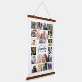 Familienaam 18 Foto Collage Houten Wandtapijt Hangend Wandkleed (Gebogen)