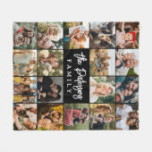 Familienaam 18 Fotocollage Modern Elegant Zwart Fleece Deken (Voorkant (Horizontaal))
