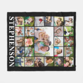 Familienaam 25 Foto Collage Black Fleece Deken (Voorkant (Horizontaal))