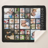Familienaam 27 Fotocollage Aangepaste kleur Sherpa Deken (Voorkant (horizontaal))