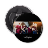 Familienaam 2-Fotocollage Button Flesopener (Voorkant)