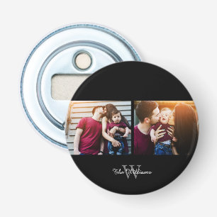 Familienaam 2-Fotocollage Button Flesopener