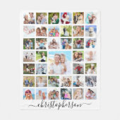 Familienaam 39 Photo Collage White Fleece Deken (Voorkant)