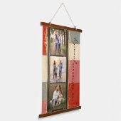 Familienaam 3 Foto Collage Rustic Abstract Hangend Wandkleed (Gebogen)