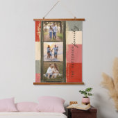 Familienaam 3 Foto Collage Rustic Abstract Hangend Wandkleed (Slaapkamer)