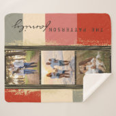 Familienaam 3 Foto Collage Rustic Abstract Sherpa Deken (Voorkant (horizontaal))