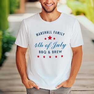 Familienaam 4 juli BBQ en bier T-shirt