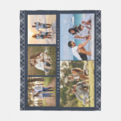 Familienaam 5 Foto Collage Blue Pset Modern Fleece Deken (Voorkant)