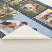 Familienaam 5 Foto Collage Blue Pset Modern Sherpa Deken (3/4)