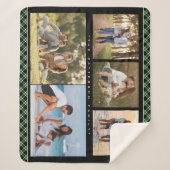 Familienaam 5 Foto Collage Green Plays Modern Sherpa Deken (Voorkant)