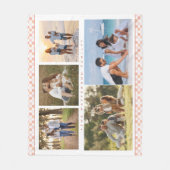 Familienaam 5 Foto Collage Pink Girly Modern Fleece Deken (Voorkant)