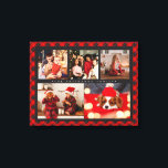 Familienaam 5 Foto Collage Red Pset Modern Canvas Afdruk<br><div class="desc">De Naam van de familie 5 van de Foto Collage Rood Geplakt Modern Canvas de Druk kenmerkt een fotocollage van vijf van uw favoriete foto's met uw gepersonaliseerde familienaam in elegant wit manuscript op een rode vlakachtergrond. Personaliseer door de tekst in de verstrekte tekstvakjes uit te geven. Perfect geschenk voor...</div>