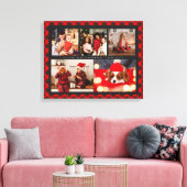 Familienaam 5 Foto Collage Red Pset Modern Canvas Afdruk (Insitu (Woonkamer))