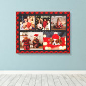 Familienaam 5 Foto Collage Red Pset Modern Canvas Afdruk (Insitu (Houten vloer))