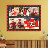 Familienaam 5 Foto Collage Red Pset Modern Canvas Afdruk (Insitu (Woonkamer))