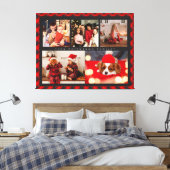 Familienaam 5 Foto Collage Red Pset Modern Canvas Afdruk (Insitu (Slaapkamer))