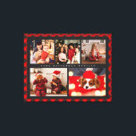Familienaam 5 Foto Collage Red Pset Modern Canvas Afdruk<br><div class="desc">De Naam van de familie 5 van de Foto Collage Rood Geplakt Modern Canvas de Druk kenmerkt een fotocollage van vijf van uw favoriete foto's met uw gepersonaliseerde familienaam in elegant wit manuscript op een rode vlakachtergrond. Personaliseer door de tekst in de verstrekte tekstvakjes uit te geven. Perfect geschenk voor...</div>