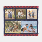 Familienaam 5 Foto Collage Red Pset Modern Fleece Deken (Voorkant (Horizontaal))