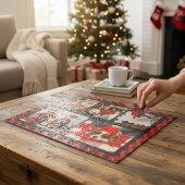 Familienaam 5 Foto Collage Red Pset Modern Legpuzzel