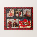 Familienaam 5 Foto Collage Red Pset Modern Legpuzzel<br><div class="desc">Familienaam 5 Foto Collage Red Pset Modern Jigzaag Puzzle bevat een fotocollage van vijf van uw favoriete foto's met uw gepersonaliseerde familienaam in elegant wit script op een rode vlakke achtergrond. Personaliseer door de tekst in de verstrekte tekstvakjes uit te geven. Perfect geschenk voor verjaardag, Kerstmis, Moederdag, Vaderdag, grootouders, zus,...</div>
