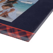 Familienaam 5 Foto Collage Red Pset Modern Snijplank (Hoek)