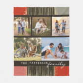 Familienaam 5 Foto Collage Rustic Abstract Fleece Deken (Voorkant)