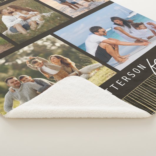 Familienaam 5 Foto Collage Rustic Abstract Sherpa Deken (3/4)