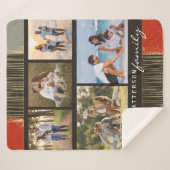 Familienaam 5 Foto Collage Rustic Abstract Sherpa Deken (Voorkant (horizontaal))