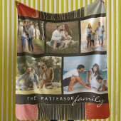 Familienaam 5 Foto Collage Rustic Abstract Sherpa Deken