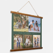Familienaam 5 Foto Collage Simple Modern Hangend Wandkleed (Gebogen)