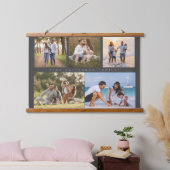 Familienaam 5 Foto Collage Simple Modern Hangend Wandkleed (Slaapkamer)