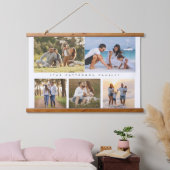 Familienaam 5 Foto Collage Simple Modern Hangend Wandkleed (Slaapkamer)