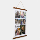 Familienaam 7 Fotocollage Houten Wandtapijt Hangend Wandkleed (Gebogen)