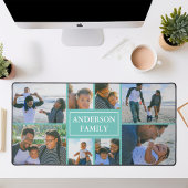 Familienaam 8 Fotocollage Blauwgroen Bureaumat