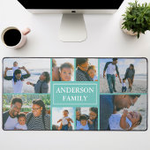 Familienaam 8 Fotocollage Blauwgroen Bureaumat
