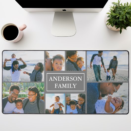 Familienaam 8 Fotocollage Grijs Bureaumat