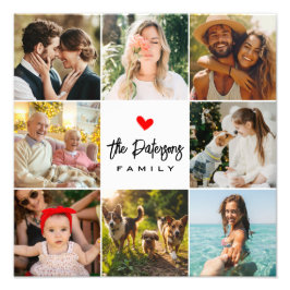 Familienaam 8 Fotocollage Modern Elegant Wit Foto Afdruk