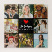 Familienaam 8 Fotocollage Modern Elegant Zwart Legpuzzel (Verticaal)