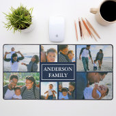 Familienaam 8 Fotocollage Navy Blue Bureaumat