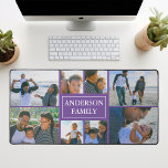 Familienaam 8 Fotocollage Paarse Bureaumat<br><div class="desc">Deze prachtig ontworpen Family Name 8 Photo Collage Desk Mat is een perfecte mix van functionaliteit en sentimentaliteit. Gemaakt van duurzame, hoogwaardige materialen, biedt de bureaumat voldoende ruimte om acht zorgvuldig gekozen foto's van uw familieleden te huisvesten. Het beschikt over een prachtige gekleurde achtergrond die de kleur van de afbeeldingen...</div>