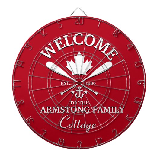 Familienaam | Aangepaste Canadese maaple Leaf Dartbord (Voorkant)